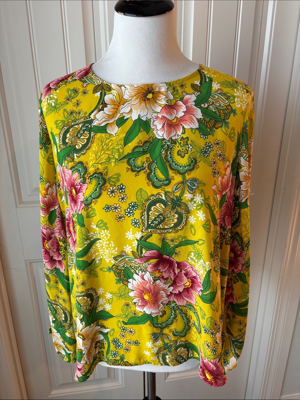 LOFT Women’s Yellow Floral Long-Sleeve Top